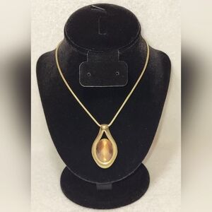 Brown and Green Reversible Drop Pendant Necklace